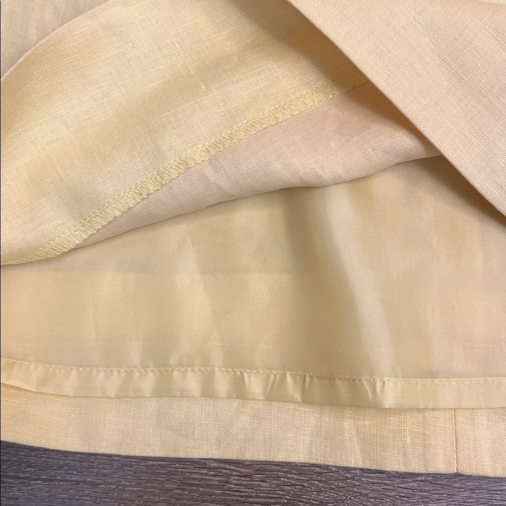 Taylor Yellow Linen Dress Sleeveless Ruffle Trim Shift Fit & Flare Size 6 - Picture 5 of 13